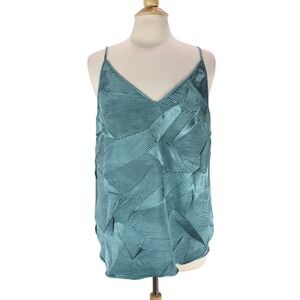 NWT‎ Anthropologie Floreat Metallic Crinkle Tank Top size Large Blue Green